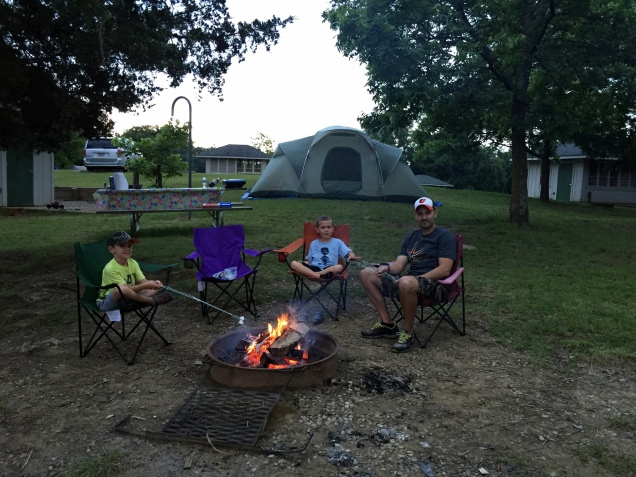 boys at campfire