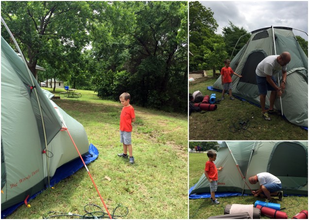 Camden and Dad taking down tent